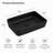 Matte Black Rectangular Ceramic Vessel Sink, Counter Bathroom Vessel Sink for Bathroom Vanity