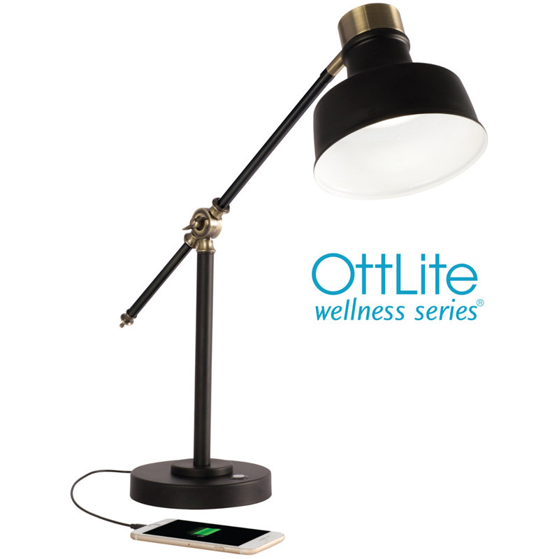 Wellness OttLite Balance LED Desk Lamp with USB Port - Modern, Adjustable, Desk Light