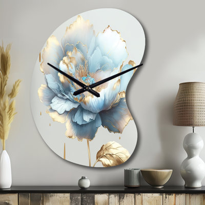 Horloge murale en métal Chic Blue Blooming Flower II
