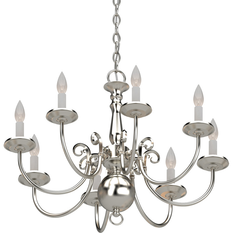 8-Light Indoor Brushed Nickel Classic/Traditional Candelabra Chandelier, Brushed Nickel