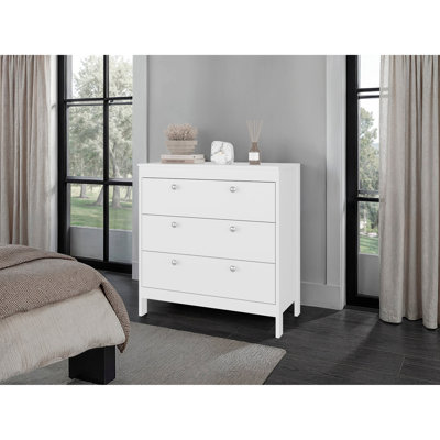 White  3-Drawer Chest with Functional Storage