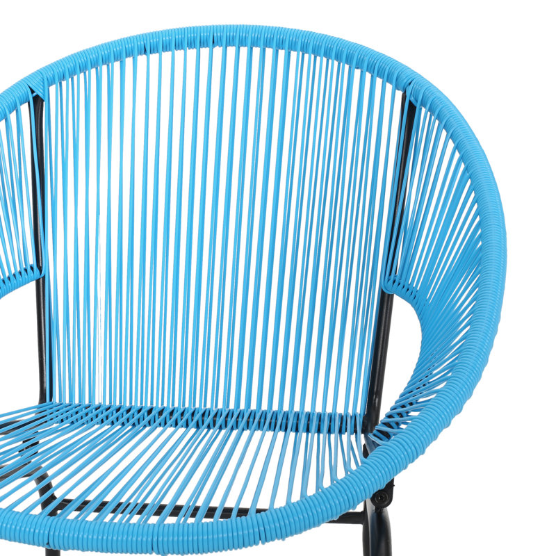 Wicker Outdoor Faux Rattan Acapulco Weave Lounge Chairs, Blue