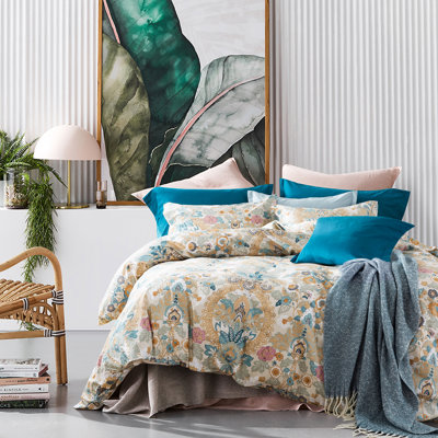 Boho Egyptian-Quality Cotton Sateen Floral Duvet Cover