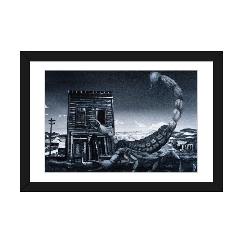 "veille du scorpion" par alec huxley, impression sur toile tendue, H 24 po x l 32 po x P 1 po, Papier d'art encadré noir