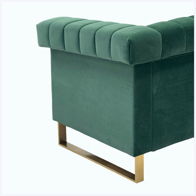 Sofa Set Velvet Gold Accent Legs Emerald for Living Room