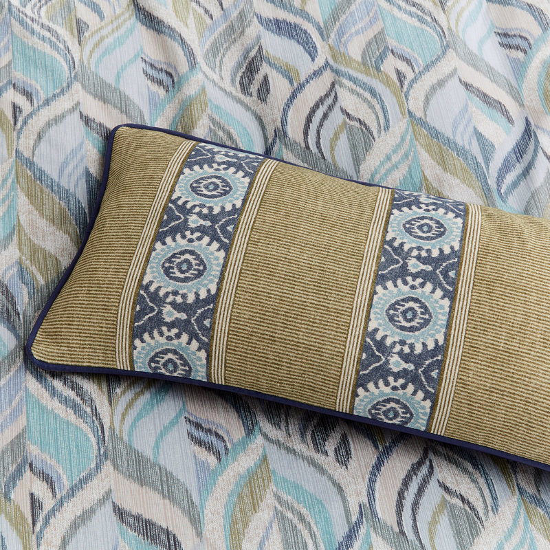Rayanne Geometric Teal Rectangular Boudoir / Breakfast Cushion
