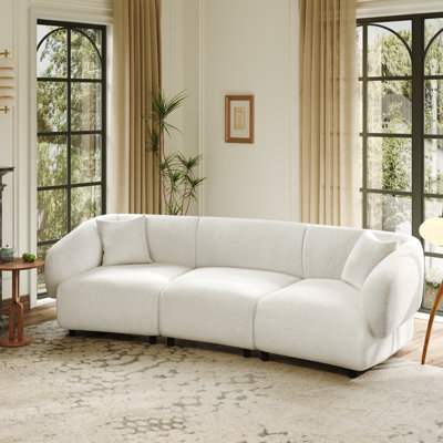 Valette Contemporary Curved Bouclé Upholstered Sectional Sofa With Plush Seating And Sculptural Silhouette by Ebern Designs