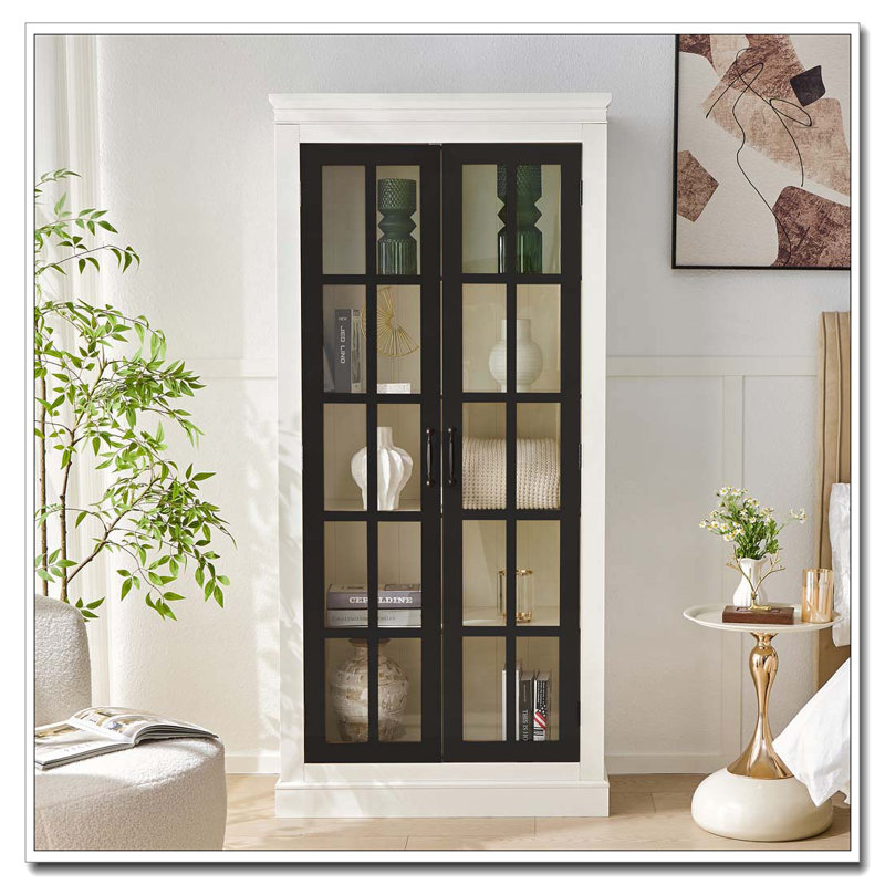 Vitrine avec portes en verre, Noir