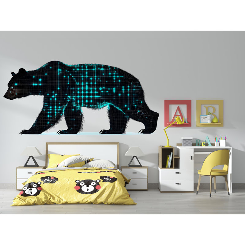 Art numérique ours numérique, murale ours moderne, art mural animaux Tech, décor d'ours chambre d'enfant, chambre de bébé futuriste 379Mv