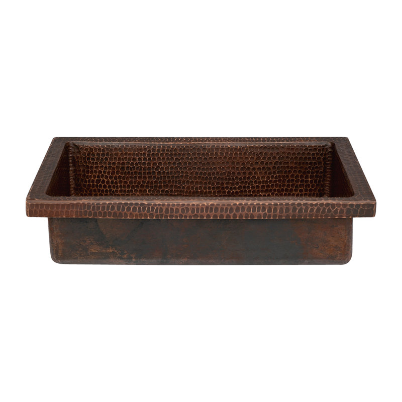 Lavabo vasque rectangulaire en cuivre martelé à jupe 20 "