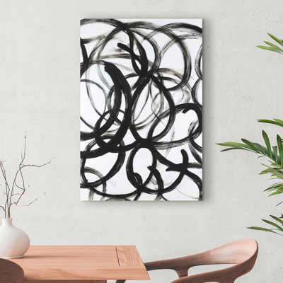 Abstract Curly Lines - Black & White Canvas Home Decor