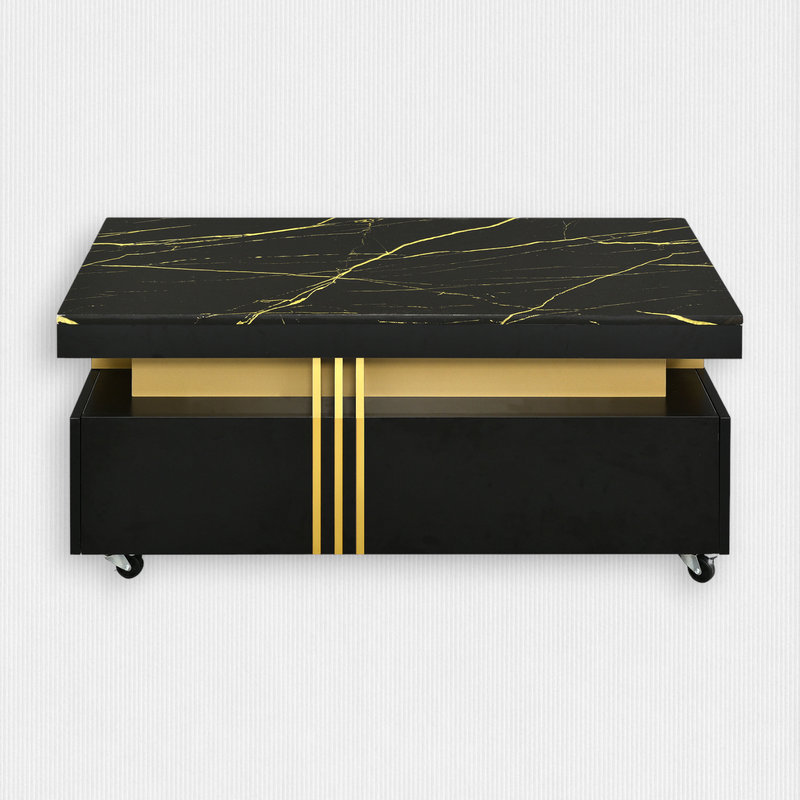 Maryjoan Coffee Table, Black/Gold