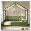 Lit pour enfants Montessori, structure de lit à baldaquin en bois avec barrières de sécurité et porte, guirlande lumineuse et bibliothèque intégrées, lit à profil bas, aucun sommier nécessaire-166509370