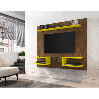 TV Panel In Rustic Brown And Yellow