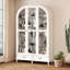Bibliothèque blanche à 5 niveaux avec portes et tiroirs en verre H 77 po x l 50 po