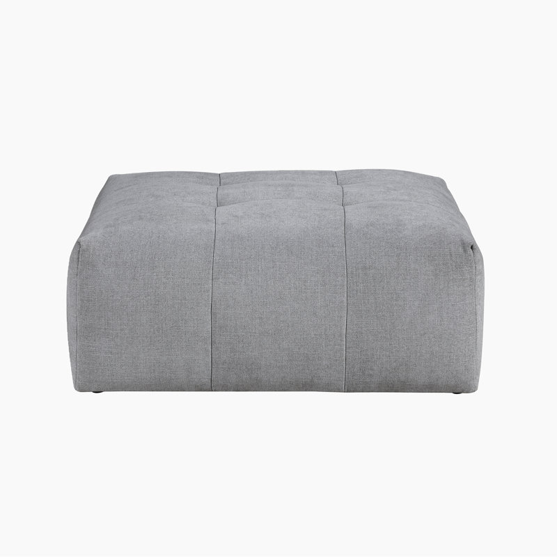 Louise 46" Modern & Contemporary Ottoman with Textured Fabric Upholstery, Elegant Tufting Details & Easy-Movement Casters