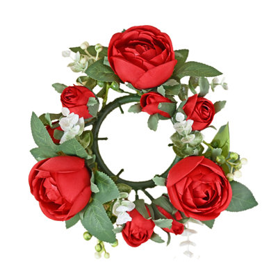 4Pcs Mini Rose Candle Rings Wreath