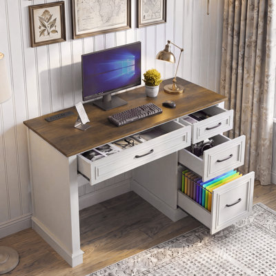 Farmhouse 47" Executive Desk With Charging Station
