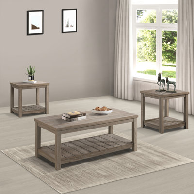 Ariel Greige 3-piece Occasional Set with Bottom Shelf