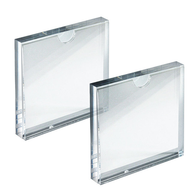 Clear Acrylic 4" x 4" Block Sign Holder Frame, 2-Pack