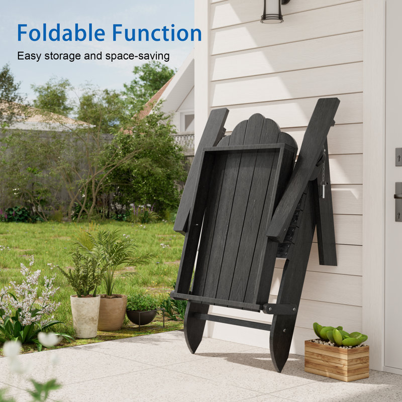 Chaise Adirondack pliante en PEHD robuste, capacité 350 lb, chaise Adirondack d'extérieur avec porte-gobelet pour patio, pelouse et balcon