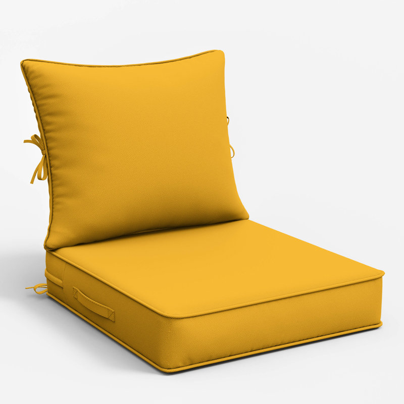 Ensemble de coussins de siège d'extérieur Wynee, 4", Jaune, 19" W x 19" D