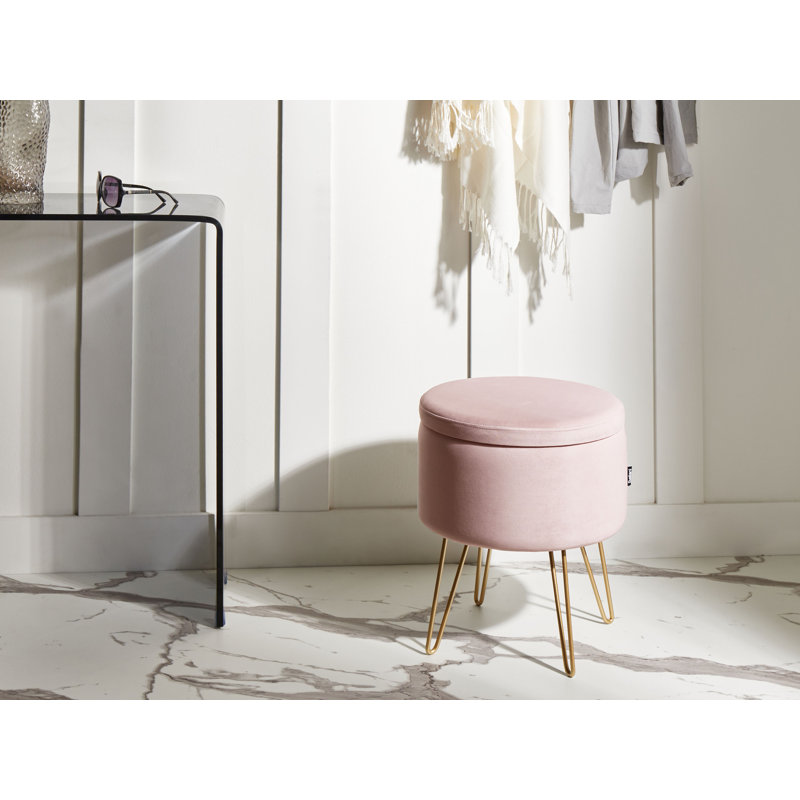 42cm Wide Round No Pattern Pouffe Ottoman with Storage