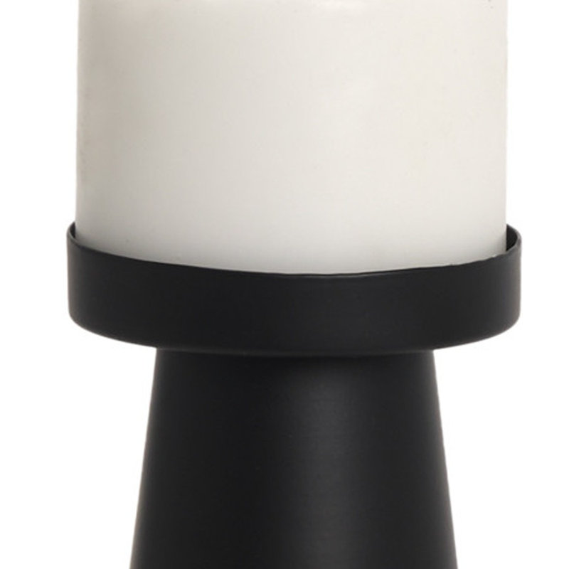 8" Black Metal Tabletop Pillar Candle Holder, 8" H x 3.5" W x 3.5" D