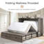 Grand lit escamotable Farmhouse avec station de charge et matelas pliable inclus, gris rustique-1199082629-1199082633