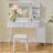 Modern Makeup Vanity Desk With LED Lights & Mirror, 4 Drawer Dressing Table Set With Stool, 3 Colors Dimmable Brightness, Space-Saving For Bedroom