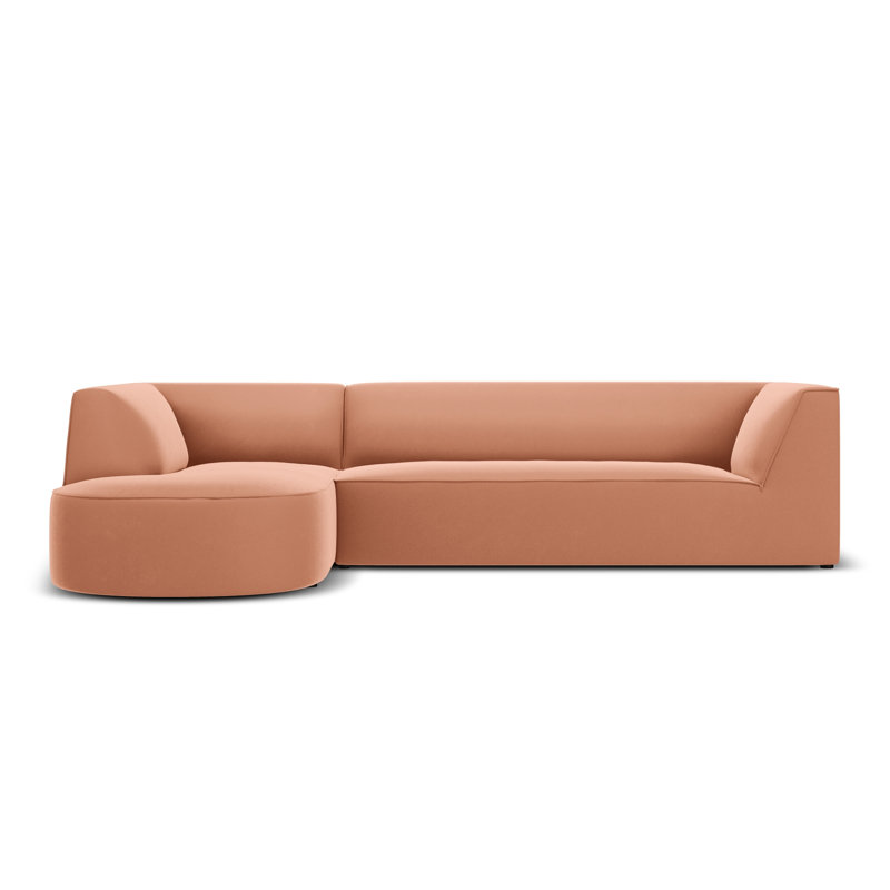 Adoraim 4 Seater Velvet Sofa & Chaise, Left Hand Facing, Pink