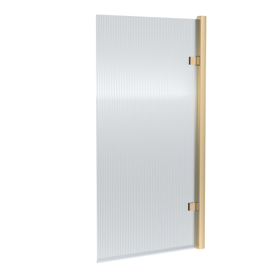 nuie Brushed Brass Square Hinged Fluted Bath Screen 830mm - Image 3