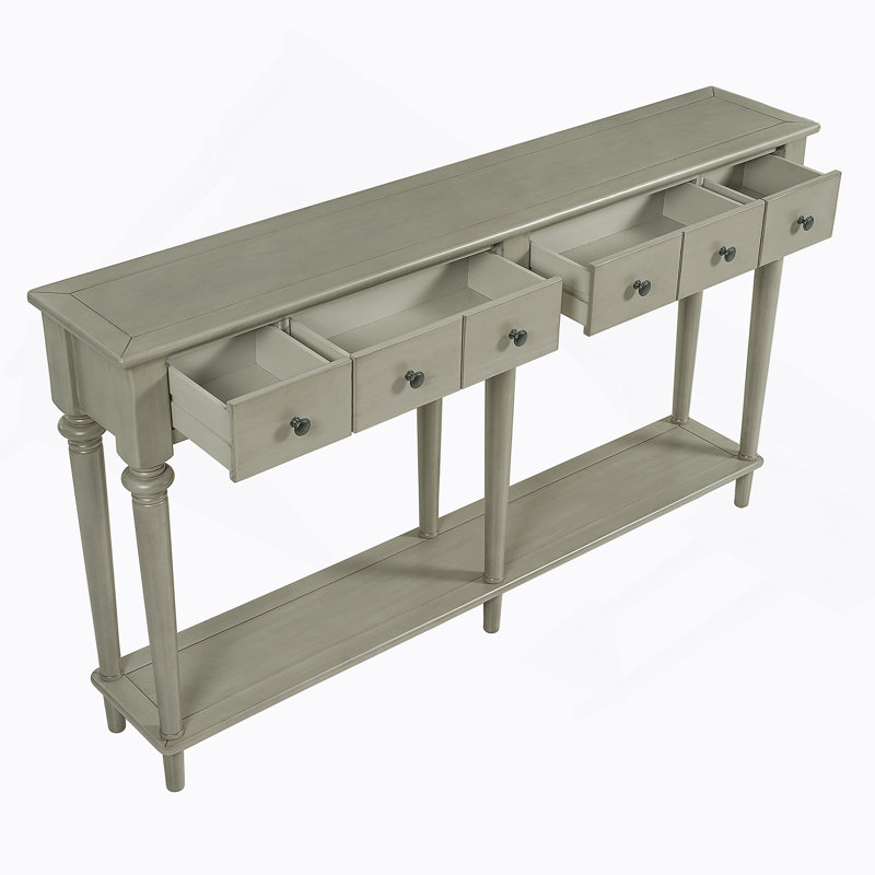 Table de vestibule fonctionnelle avec quatre tiroirs et une tablette ouverte, une console rétro pour rehausser divers espaces