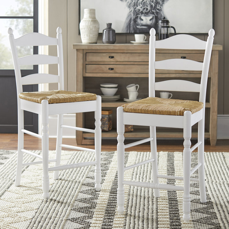 Tabouret de bar et de comptoir Amasya, Blanc, Tabouret de comptoir (assise de 24 po de hauteur)