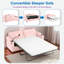 Canapé-lit convertible avec matelas double, 2 ports USB, 2 porte-gobelets, 2 poches latérales et 1 support pour téléphone
