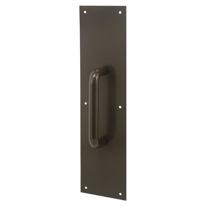 4 x 16 in. Round Handle Door Pull and Plate (Single Pack), Bronze