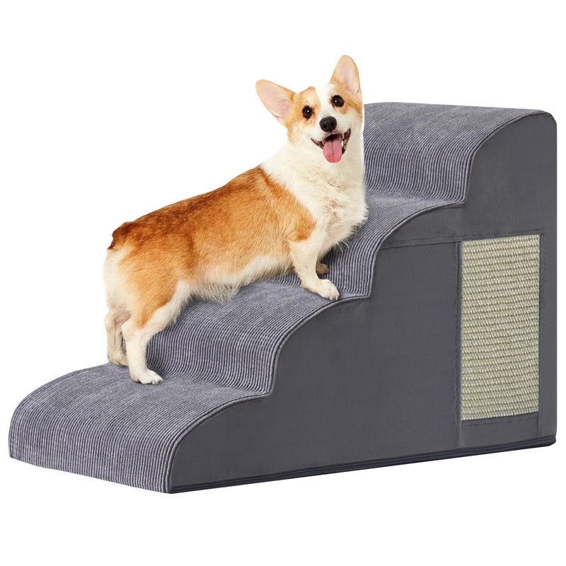 Marches pour chiens, escaliers pour petits chiens, 4 marches (H 19,7 po x l 15,7 po x P 28,3 po), Gris