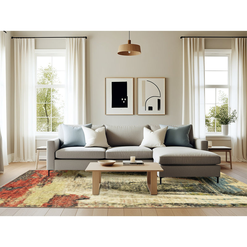 Tapis abstrait moderne 2564, Rectangle 6 pi x 9 pi