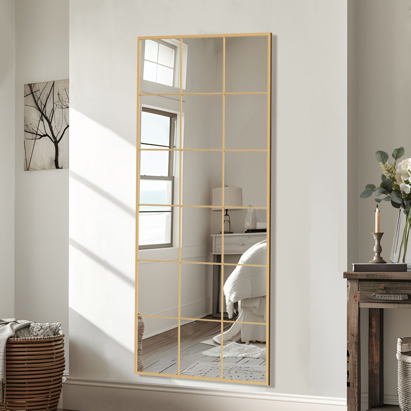 Miroir de fenêtre en métal Kamen, Doré