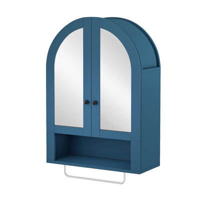 Armoire murale arquée avec portes en miroir et tablettes réglables pour la salle de lavage, la salle de bain et la cuisine