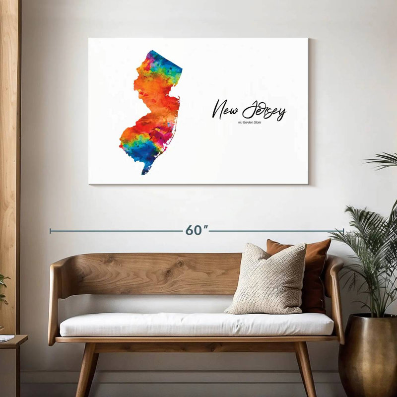 Aliaz Garden State New Jersey Map, 30" H x 45" W