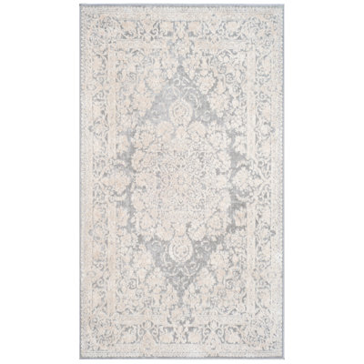 Calidia Oriental Light Gray/Cream Area Rug