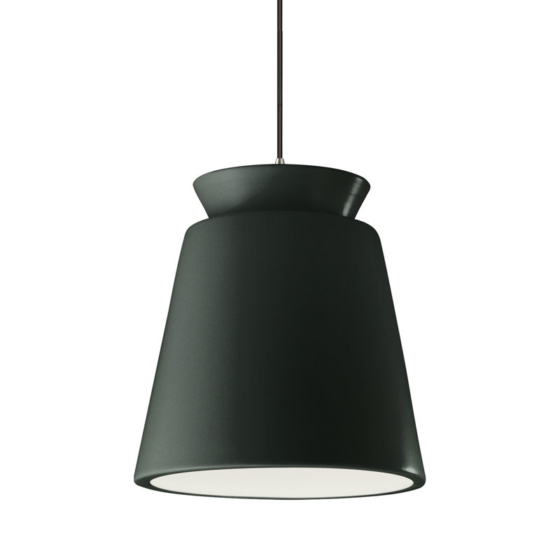 Radiance - Luminaire suspendu trapézoïdal haut 1 lumière - Vert mat - Nickel brossé - l 13,5 po x H 16 po - DEL dédiée, Oui