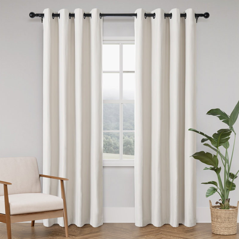 Huseman Soft Cotton Feel Twill 100% Blackout Curtain Pair（2 panels), 52" W x 96" L, Natural