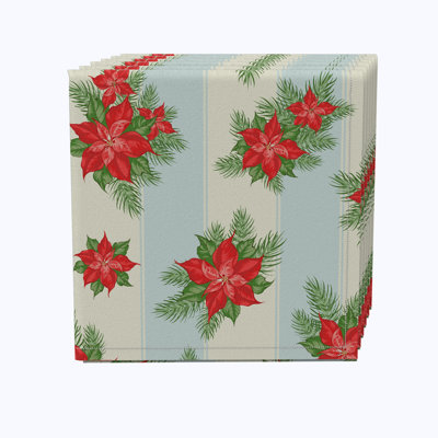 100% Cotton Pointsetta Square Napkin