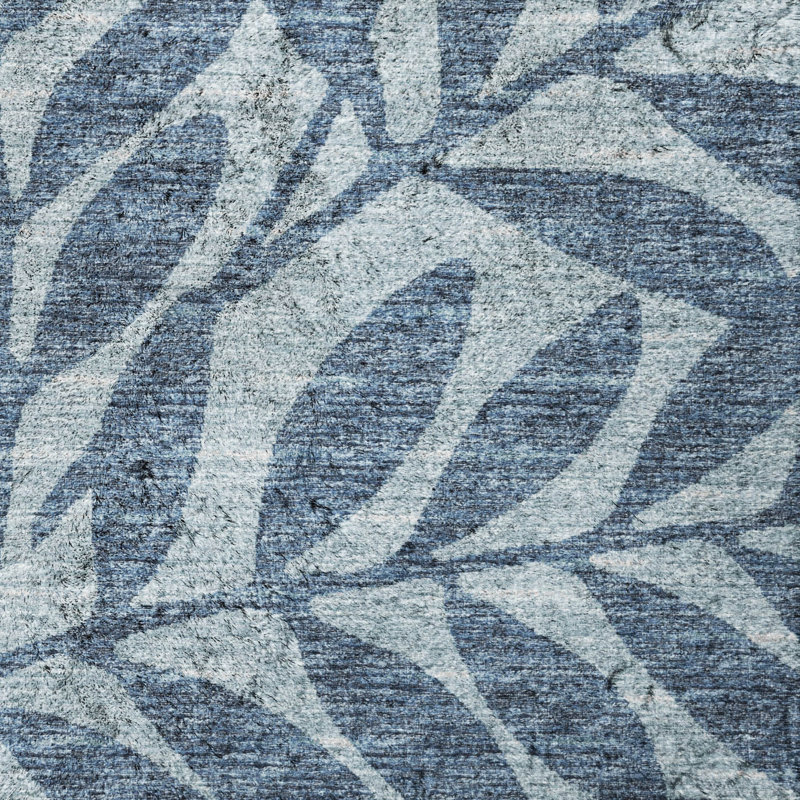 Tapis à feuilles tropicales de qualité supérieure lavable à la machine de qualité supérieure ADS111, Bleu, 9 pi x 12 pi