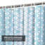 Abstract Geometric Blue Graphic White Shower Curtain with 12 Hooks-443262017