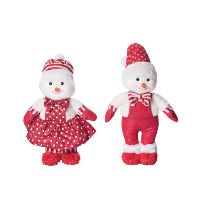  Christmas Plush Standing Snowman Couple Set of 2 Christmas Home Decorations