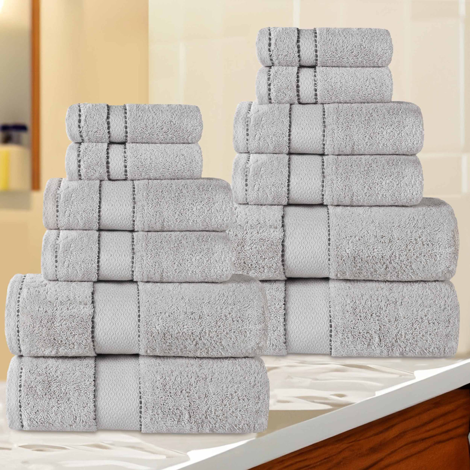 Niles 9-Piece Giza Cotton Towel Set, Platinum