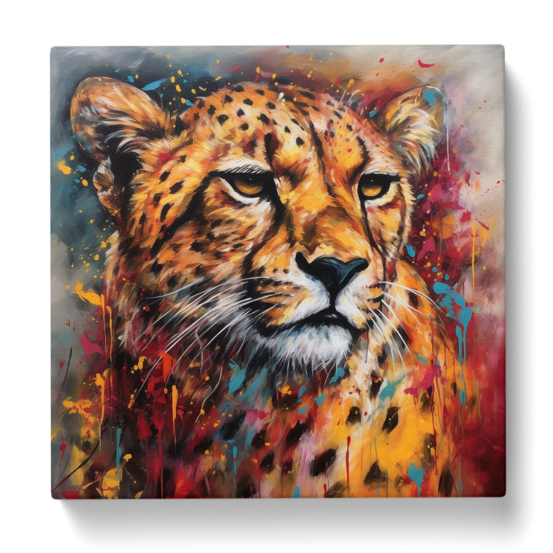 Cheetah Expressionism - Wrapped Canvas - Framed Print, 50cm H x 50cm W x 3cm D